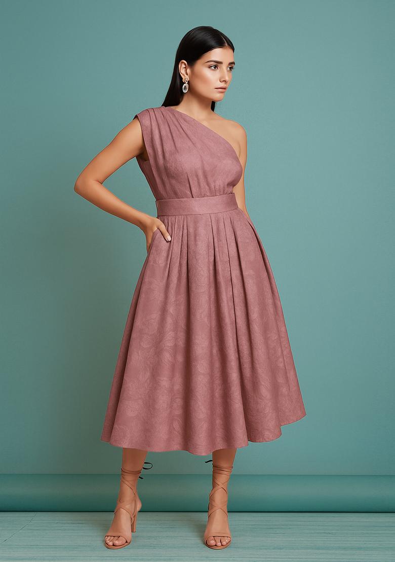 Pastel Pink Georgette Textured Dress