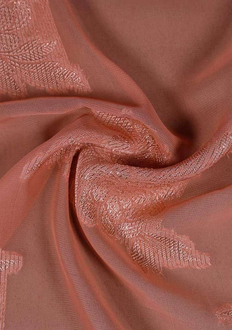 Peach Georgette Textured Dress - Indya