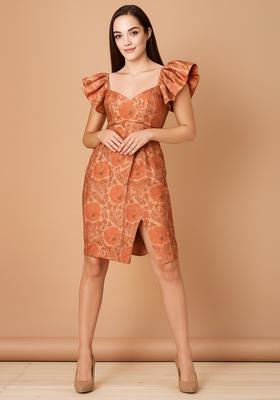 Orange Brocade Dress