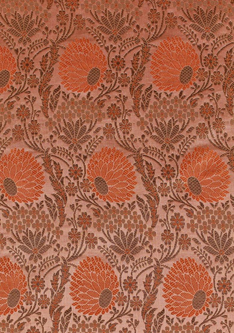 Orange Brocade Dress - Indya