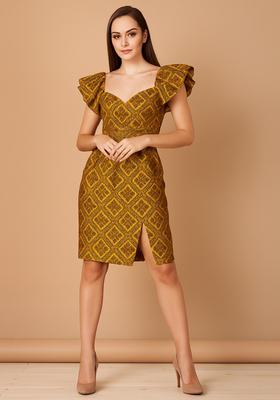 Yellow Brocade Dress