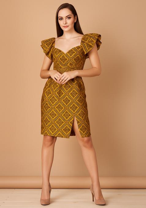 Yellow Brocade Dress