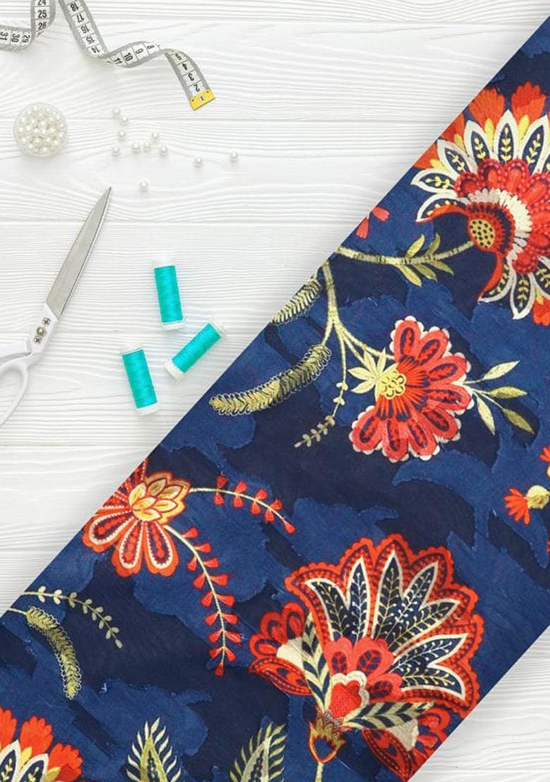 Blue Floral Print Georgette Co-Ord Set - Indya