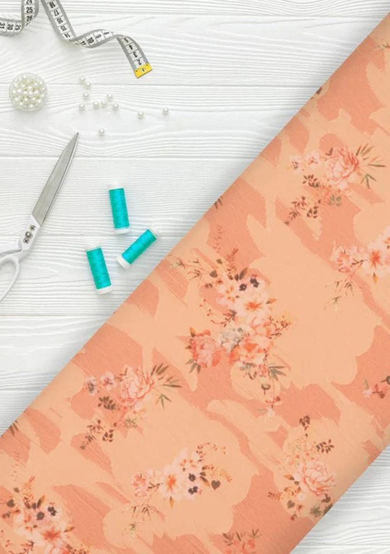 Peach Floral Print Georgette Co-Ord Set - Indya