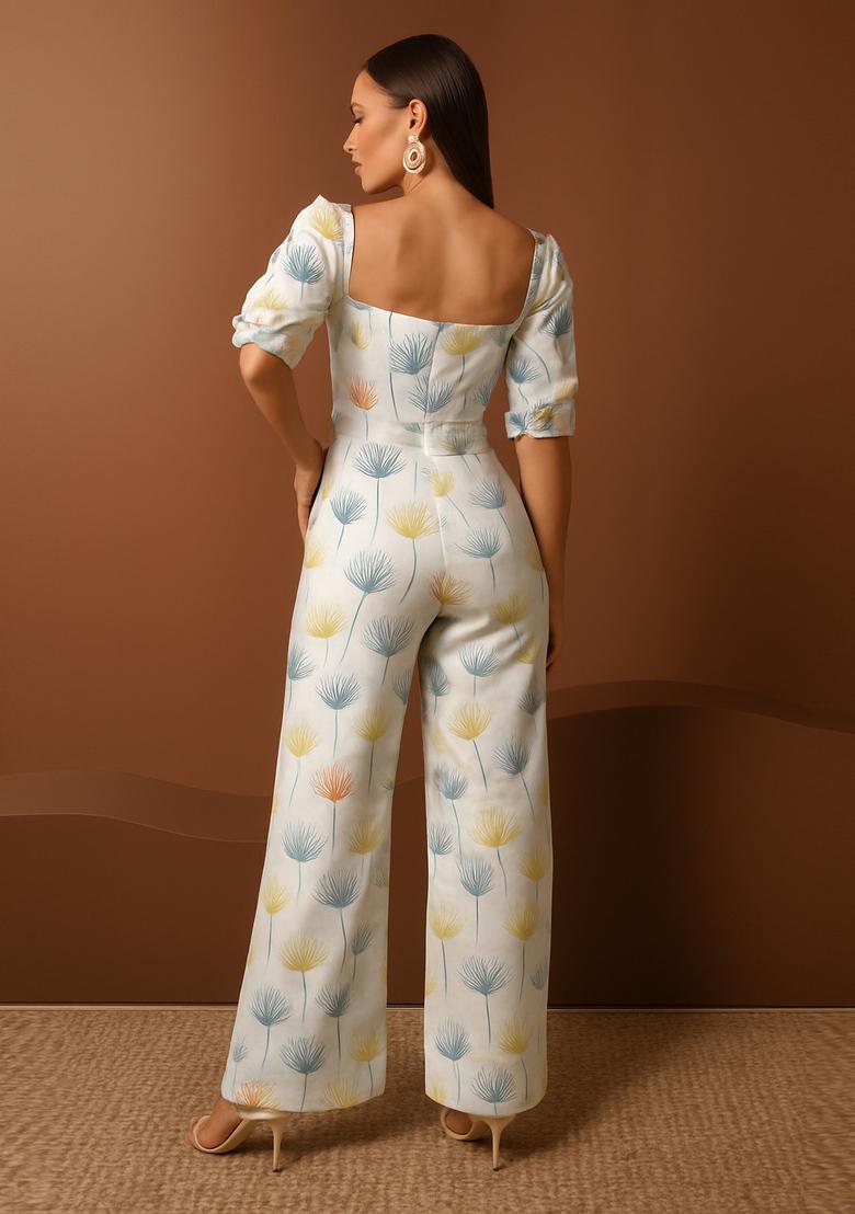 White Figure Print Georgette Co-Ord Set - Indya