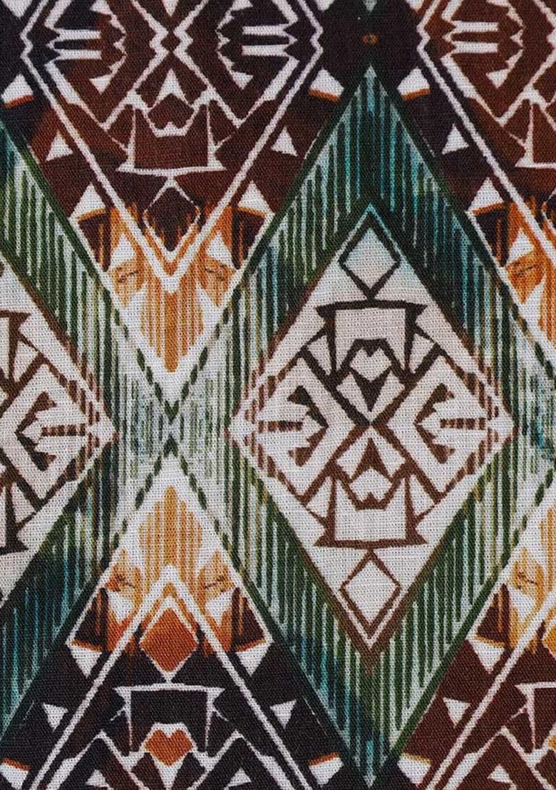 Multicolor Cotton Linen Ikat Printed Co-Ord Set - Indya