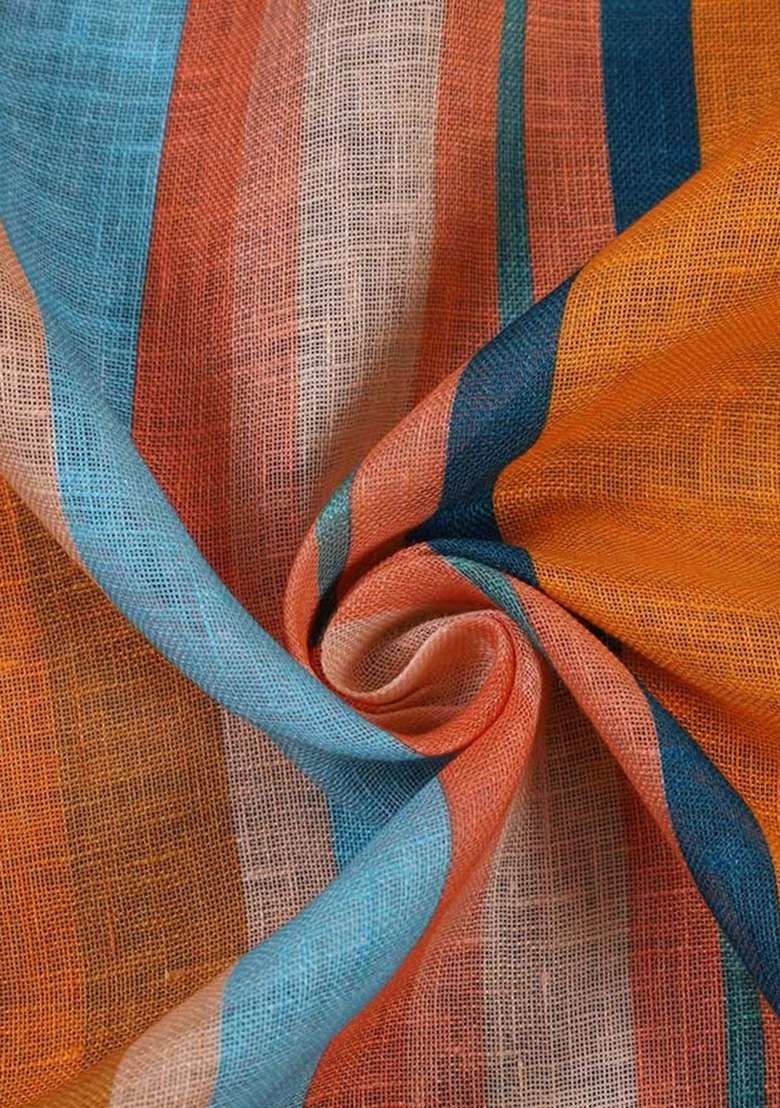 Multicolor Linen Striped Co-Ord Set - Indya