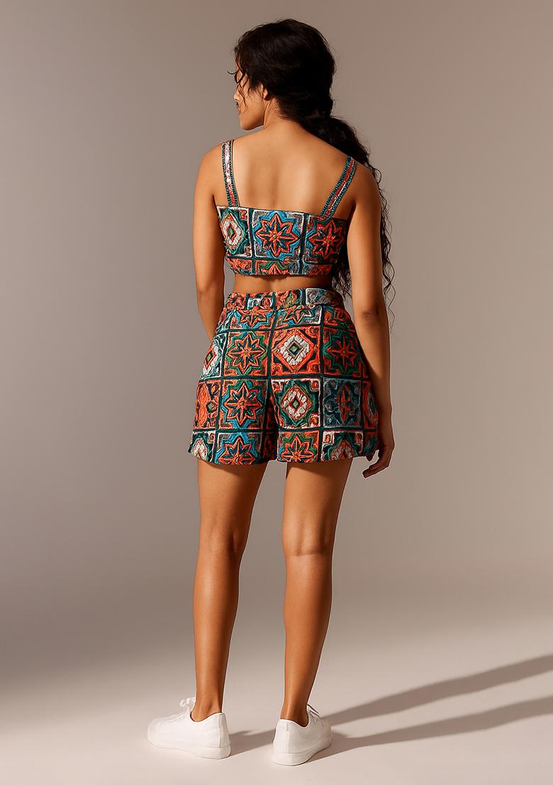 Multicolor Poplin Floral Printed Co-Ord Sheet - Indya