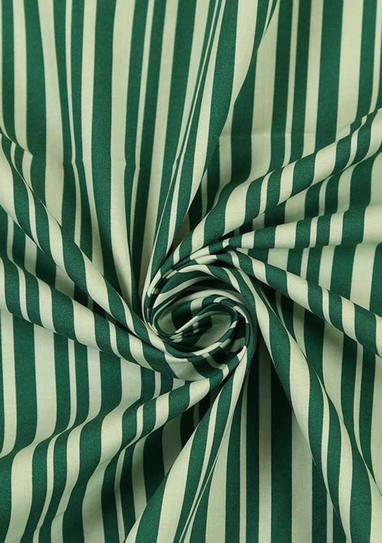 Green Poplin Striped Co-Ord Set - Indya