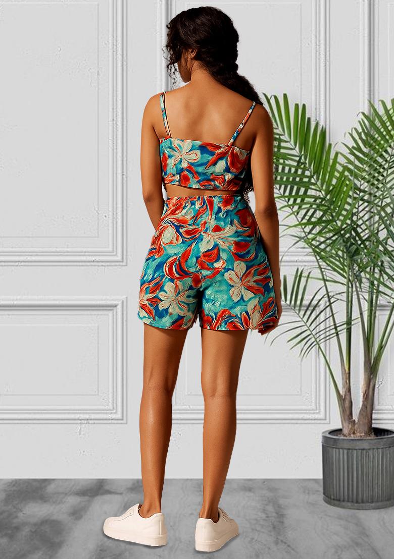 Multicolor Poplin Abstract Printed Co-Ord Set - Indya