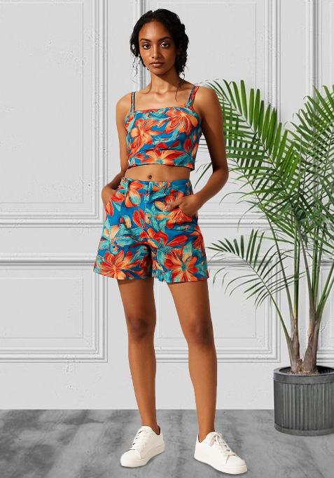 Multicolor Poplin Abstract Printed Co-Ord Set