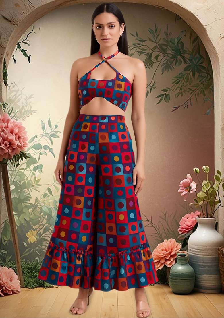 Multicolor Poplin Abstract Printed Co-Ord Set - Indya
