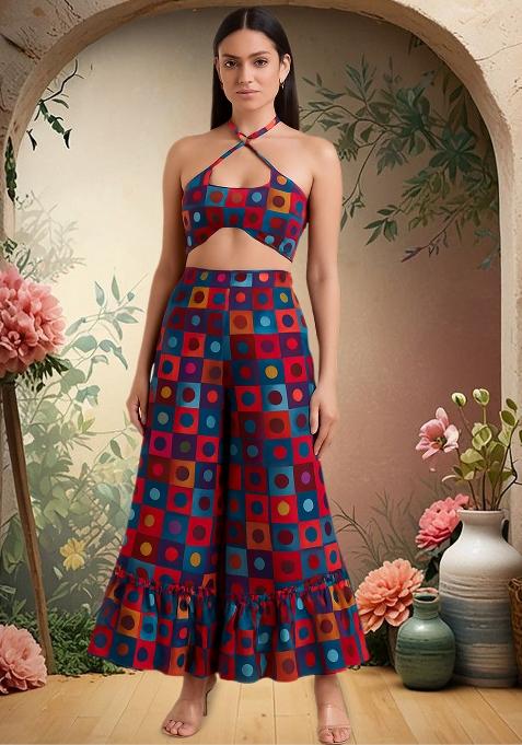 Multicolor Poplin Abstract Printed Co-Ord Set