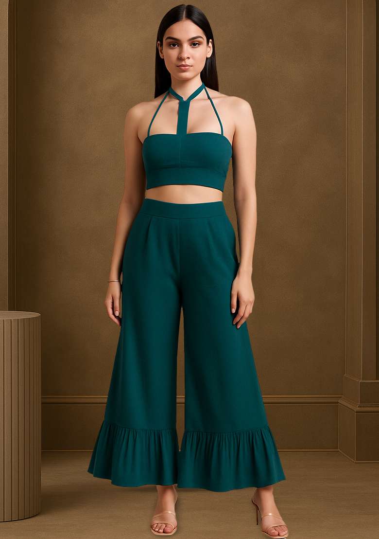 Teal Green Poplin Co-Ord Set - Indya