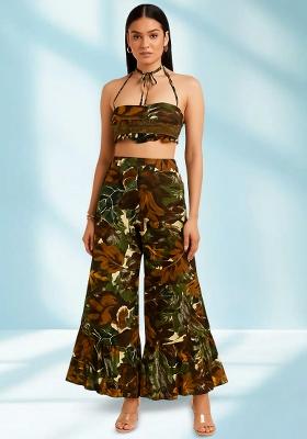 Brown Poplin Print Co-Ord Set Set
