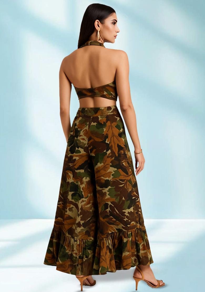 Brown Poplin Print Co-Ord Set Set - Indya