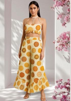 Off White Poplin Abstract Printed Co-Ord Set