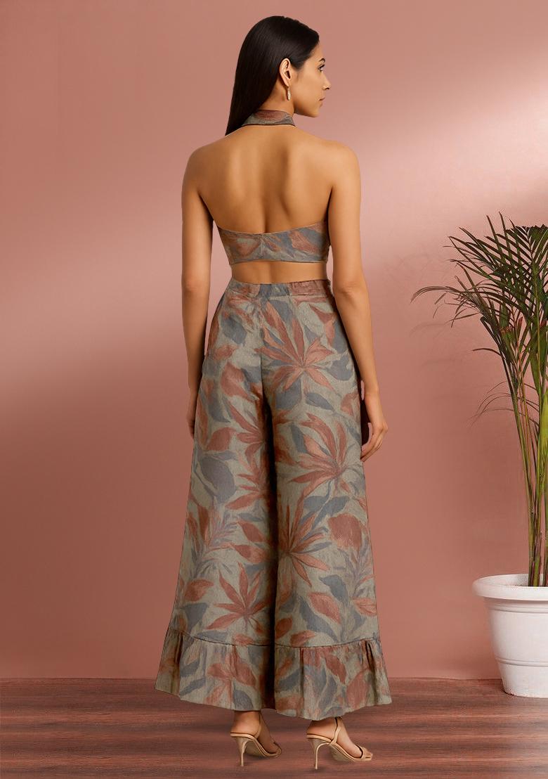 Grey Cotton Cambric Print Co-Ord Set Set - Indya