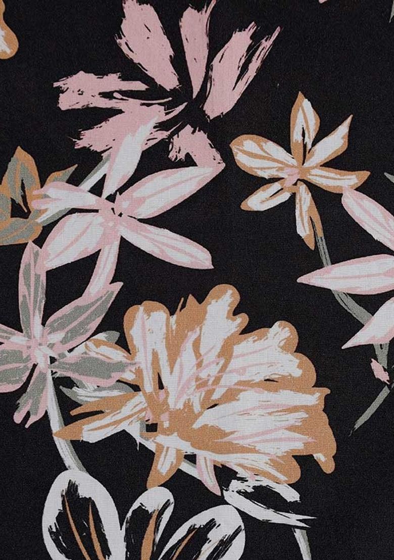 Black Poplin Floral Printed Co-Ord Set - Indya