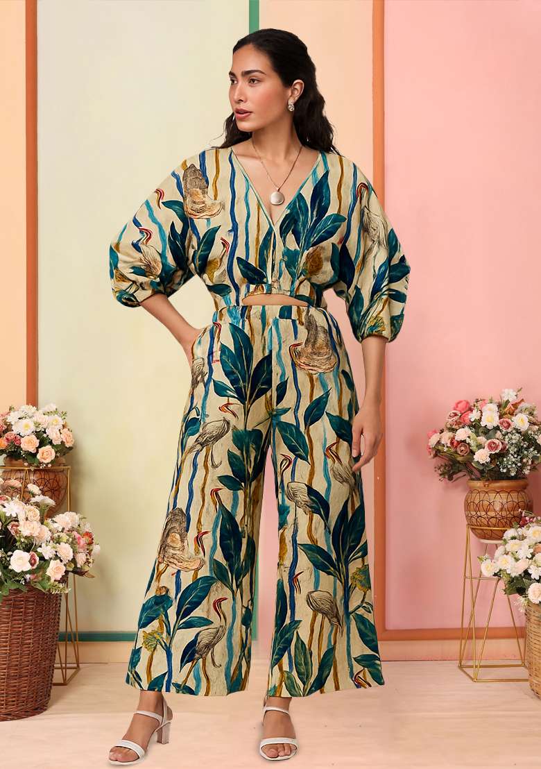 Multicolor Poplin Printed Co-Ord Set - Indya