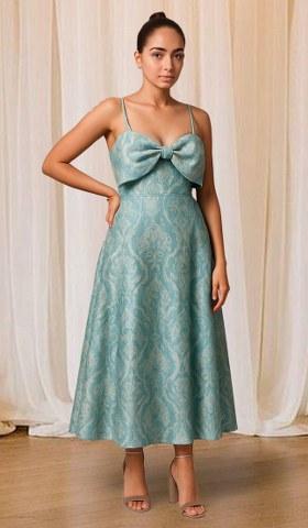 Blue Brocade Dress