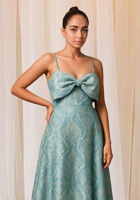 Blue Brocade Dress