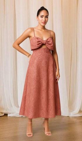 Peach Brocade Dress
