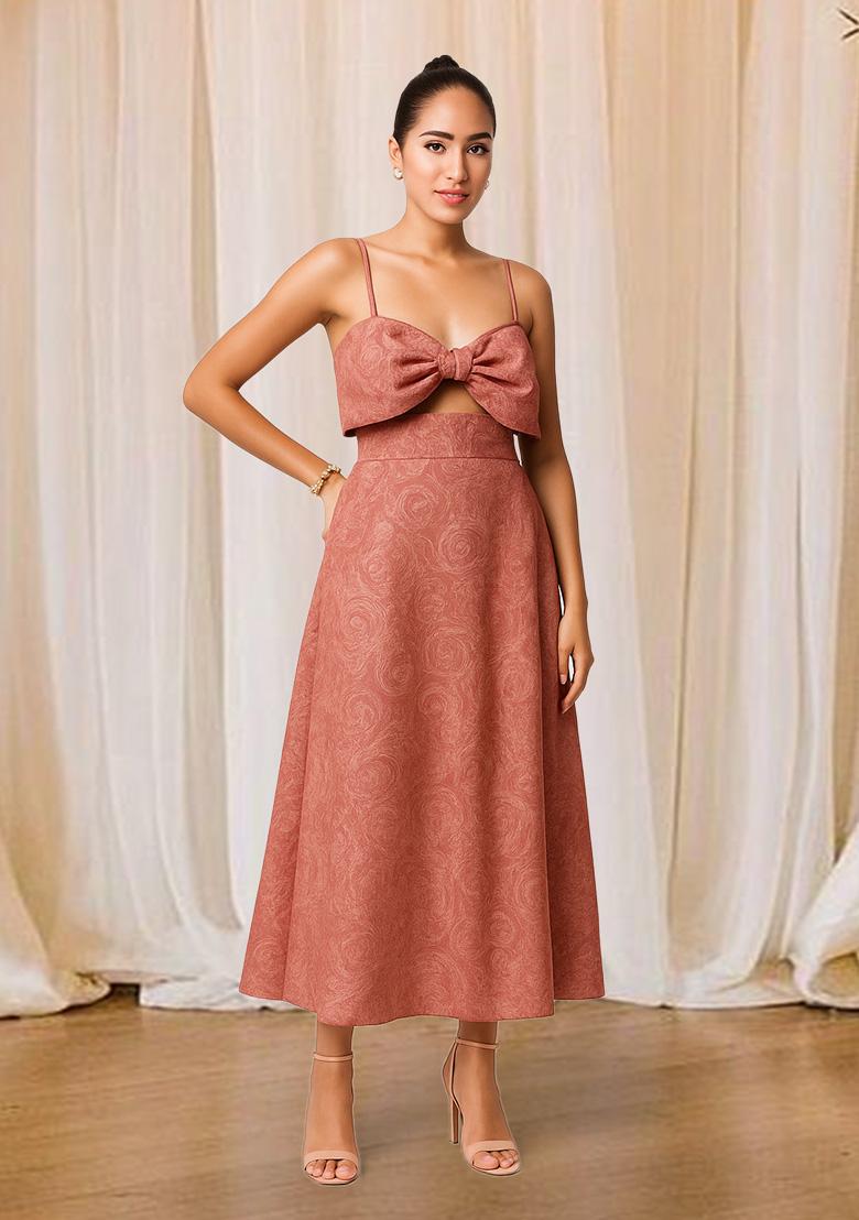 Peach Brocade Dress