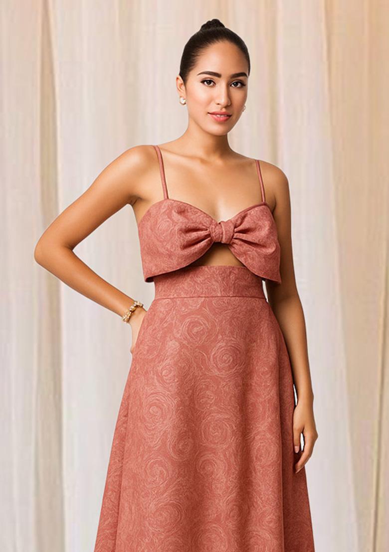 Peach Brocade Dress