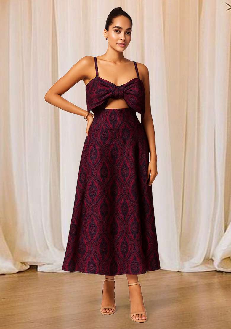 Pink Brocade Dress - Indya
