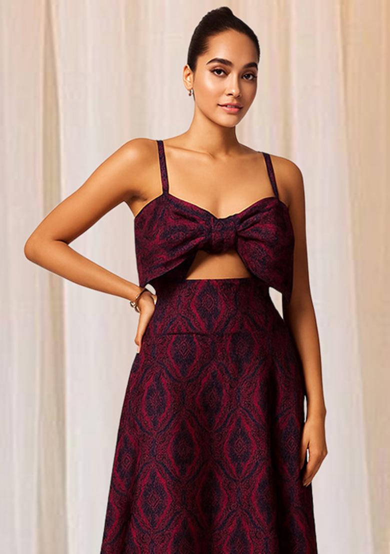 Pink Brocade Dress - Indya