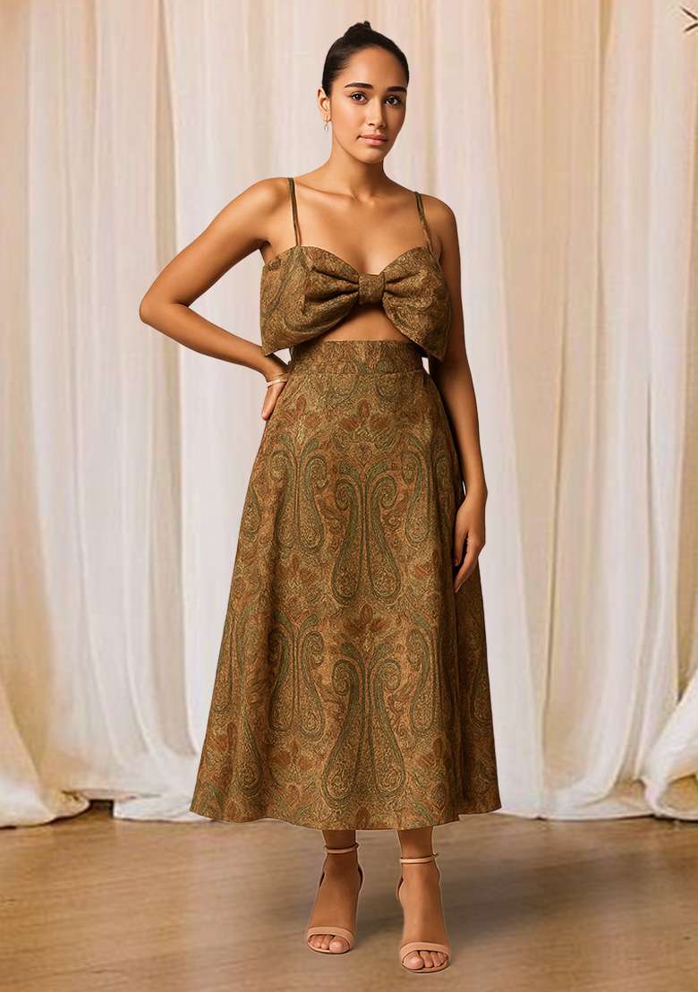 Pink Brocade Dress - Indya