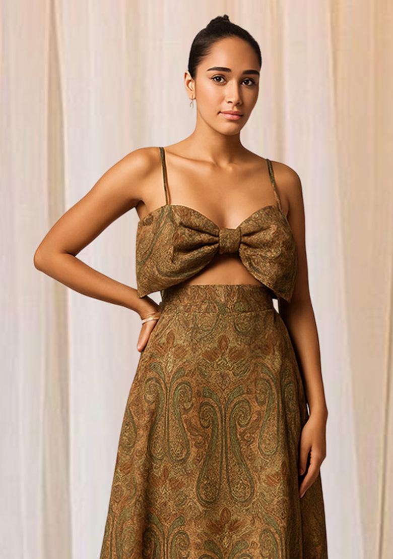 Pink Brocade Dress - Indya