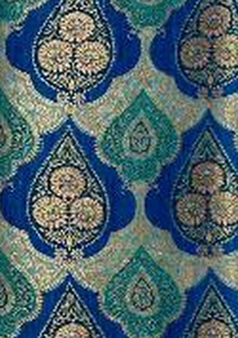Royal Blue Jacquard Brocade Kurta Set - Indya