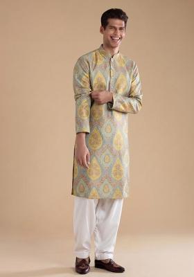 Powder Blue Jacquard Brocade Kurta Set