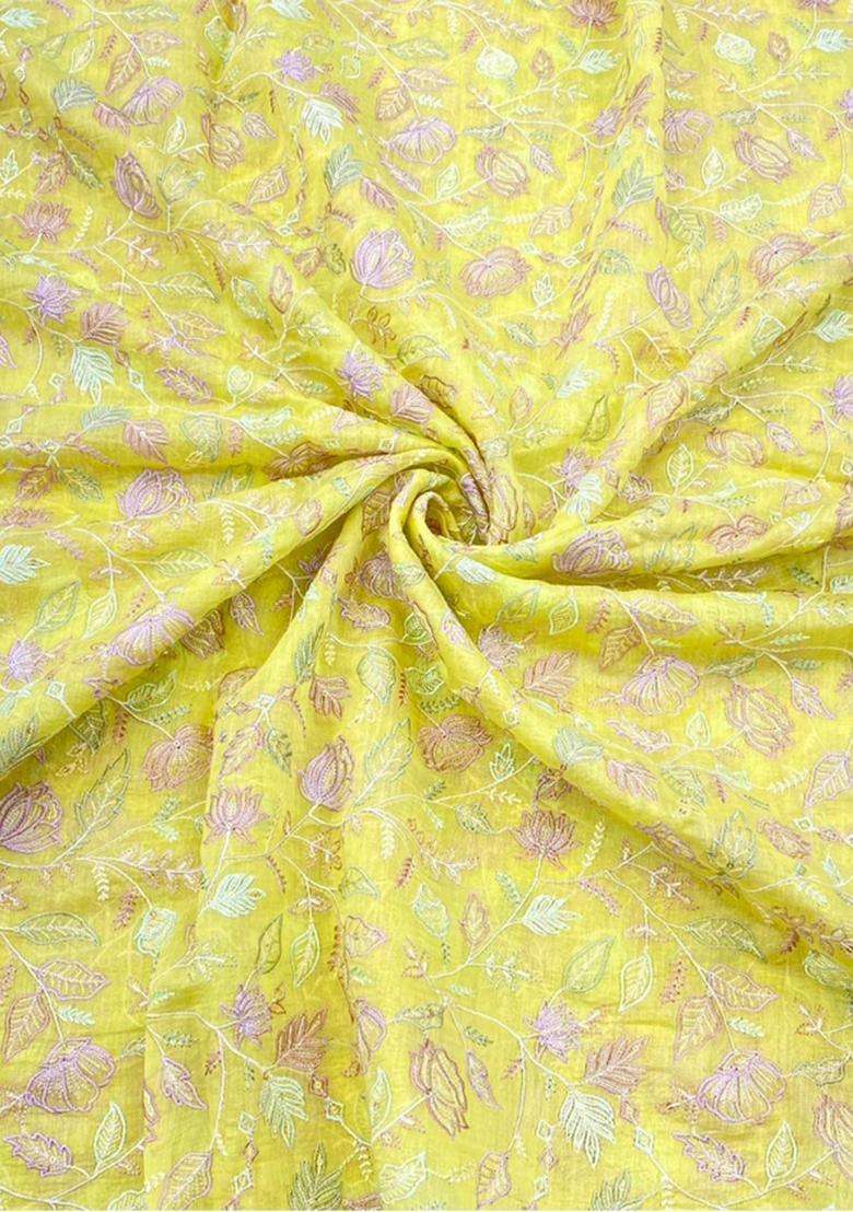 Yellow Sequin Chanderi Kurta Set - Indya
