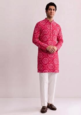 Magenta Embroidered Chanderi Kurta Set