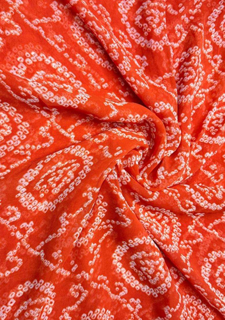 Orange Embroidered Chanderi Kurta Set - Indya