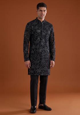 Black Mirror Work Viscose Kurta Set