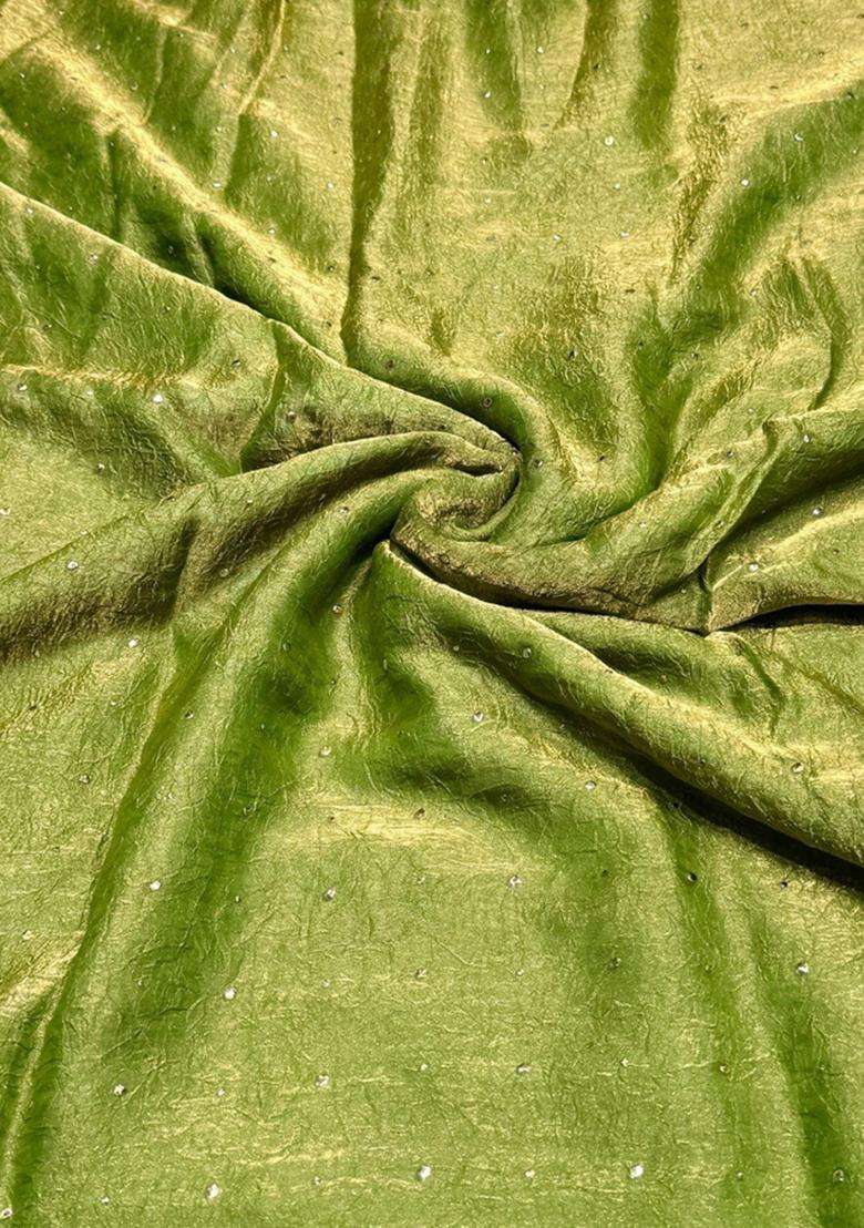 Olive Green Embroidered Crepe Kurta Set - Indya
