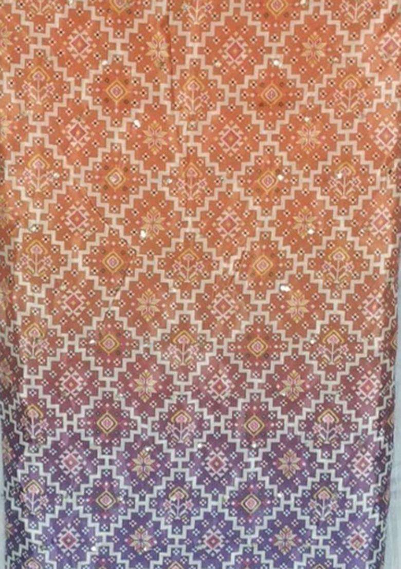 Purple Printed Silk Blend Kurta Set - Indya