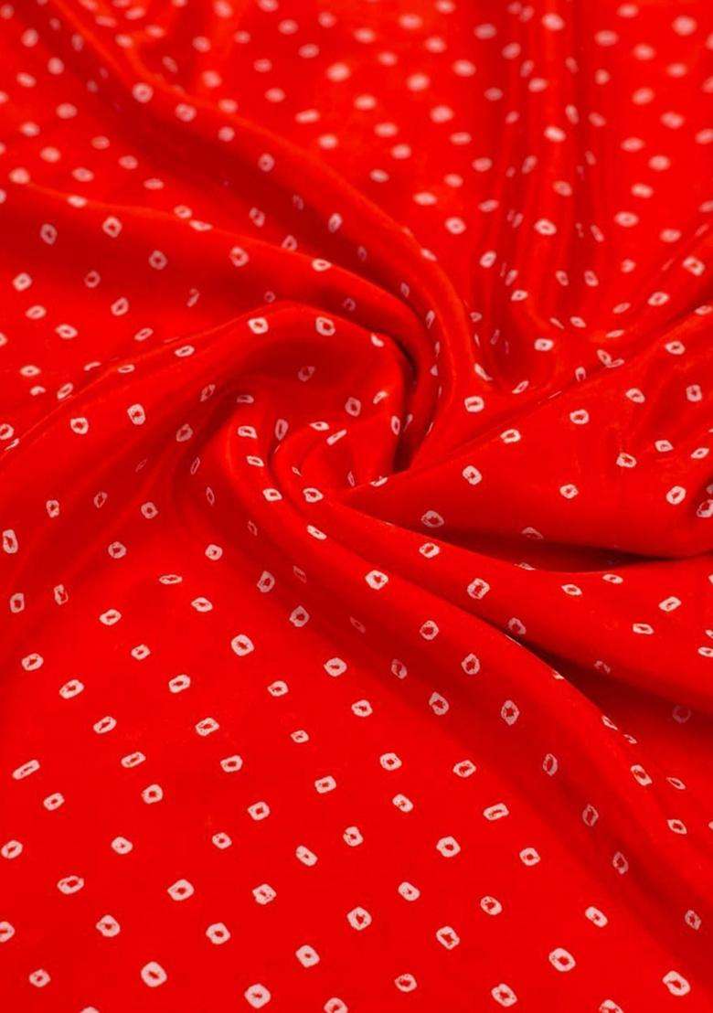 Red Printed Crepe Kurta Set - Indya
