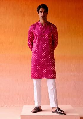 Magenta Printed Crepe Kurta Set