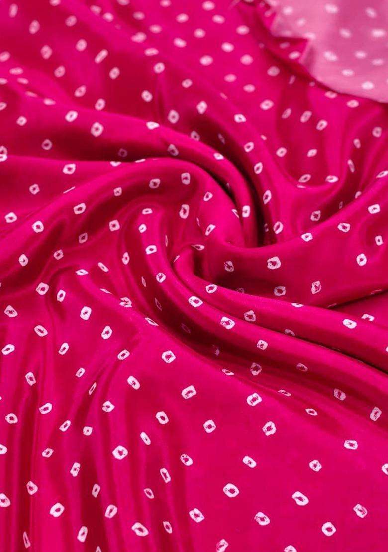 Magenta Printed Crepe Kurta Set - Indya