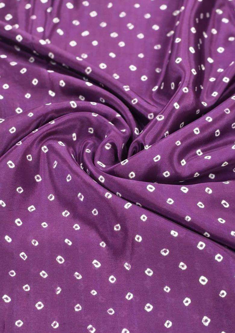 Purple Printed Crepe Kurta Set - Indya