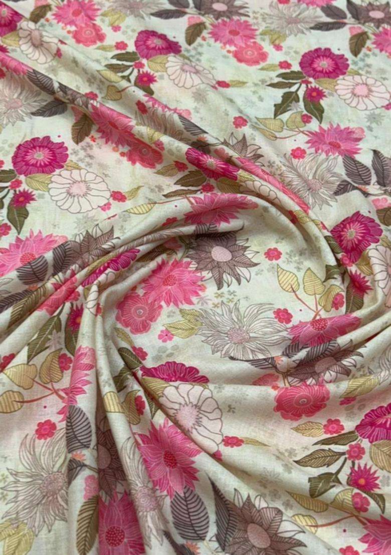 Cream Printed Cotton Kurta Set - Indya
