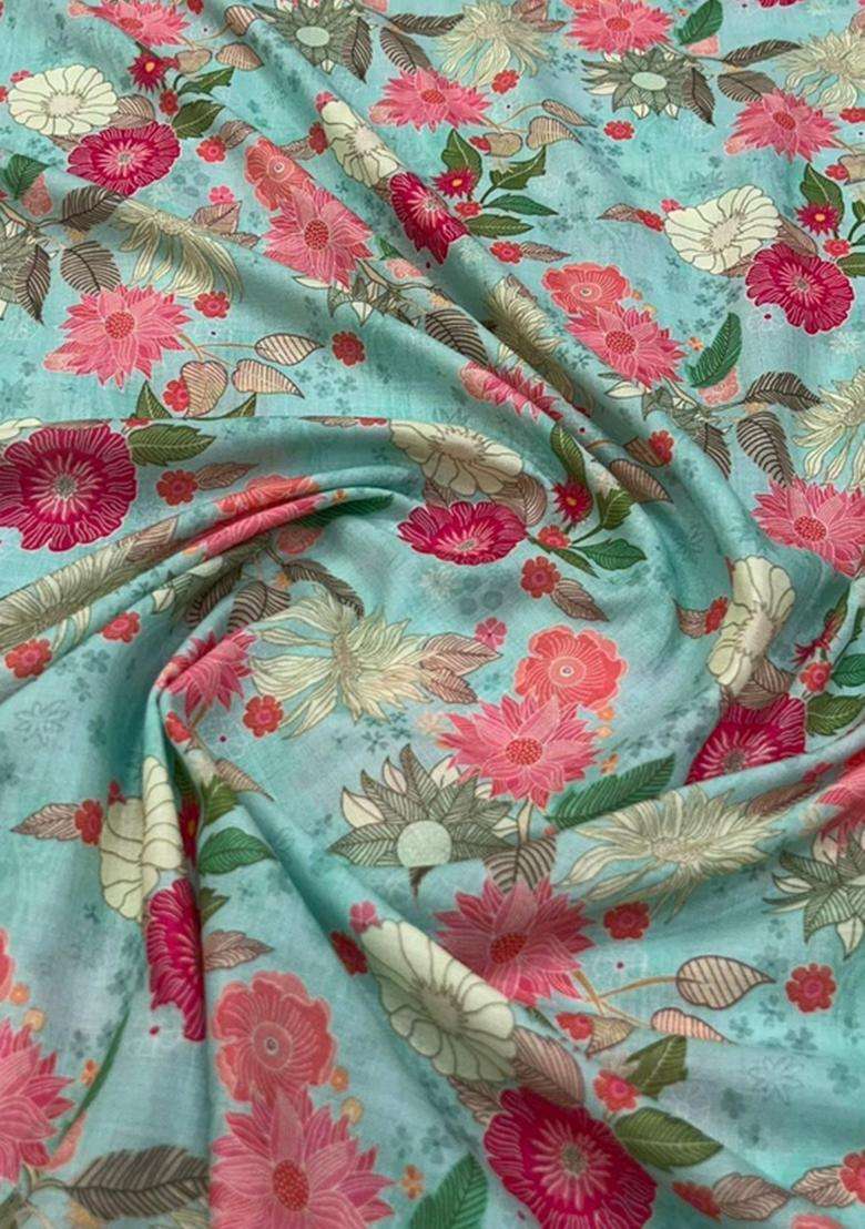 Blue Printed Cotton Kurta Set - Indya