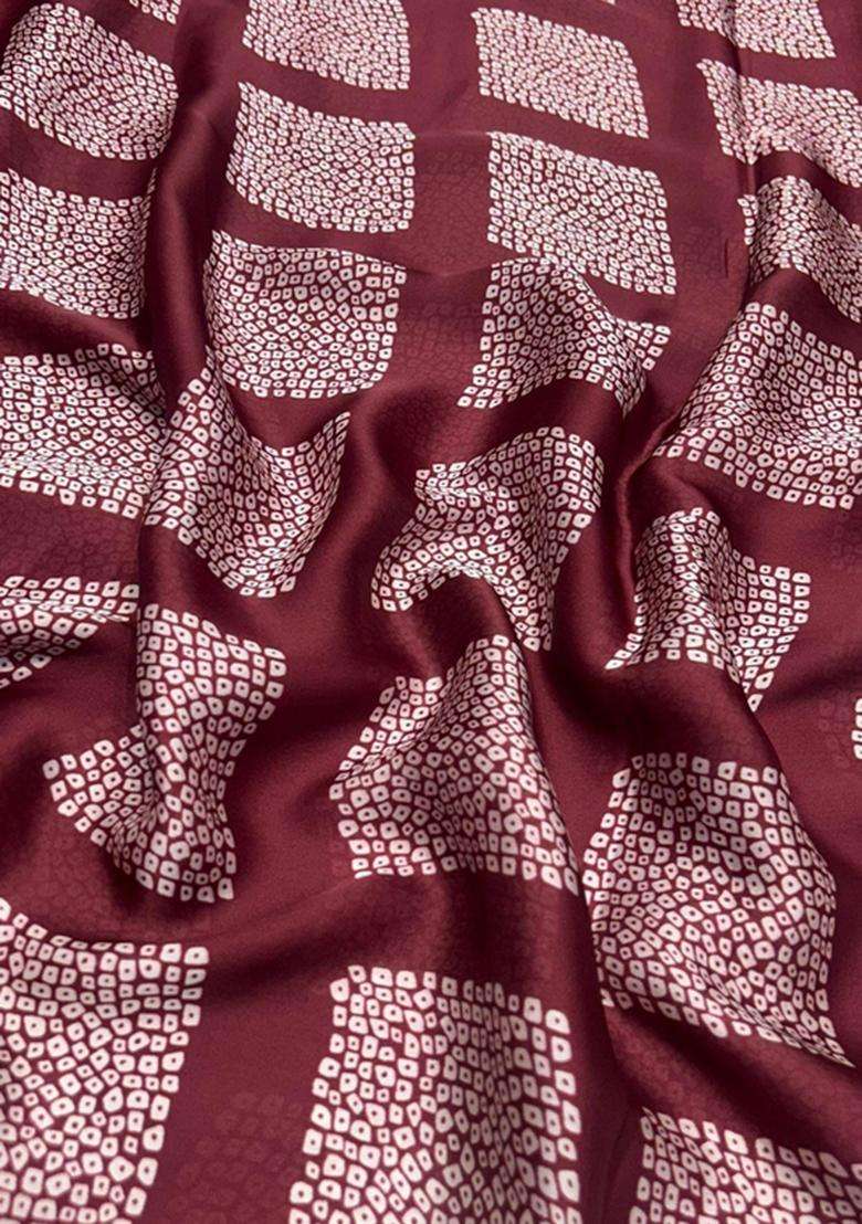 Deep Brown Printed Satin Kurta Set - Indya