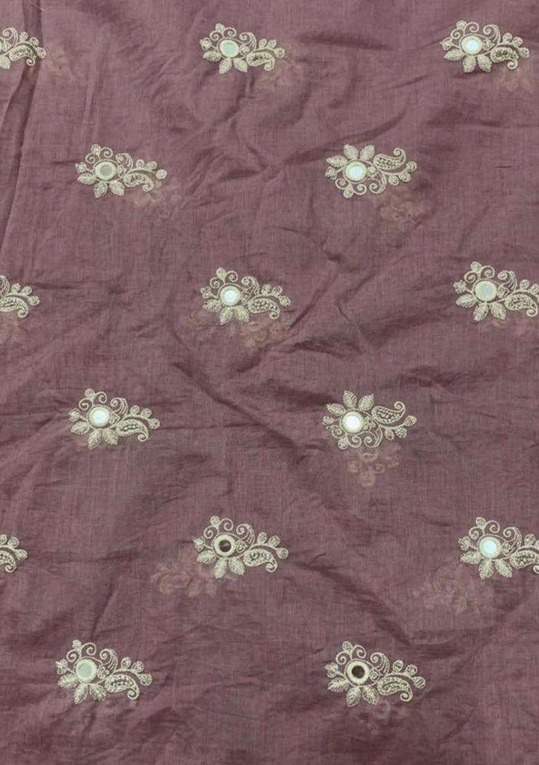 Mauve Embroidered Chanderi Kurta Set - Indya