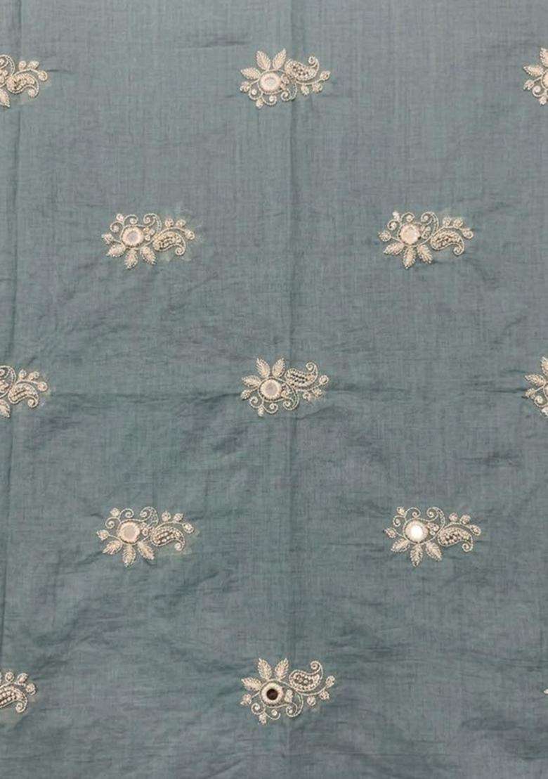 Powder Blue Embroidered Chanderi Kurta Set - Indya